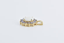 Load image into Gallery viewer, 14K Oval Opal Tanzanite Halo Vintage Fashion Pendant Yellow Gold