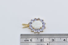 Load image into Gallery viewer, 14K Oval Opal Tanzanite Halo Vintage Fashion Pendant Yellow Gold