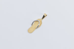 14K Two Tone Flip Flop Sandal Beach Shoe Pendant Yellow Gold