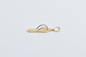 14K Two Tone Flip Flop Sandal Beach Shoe Pendant Yellow Gold