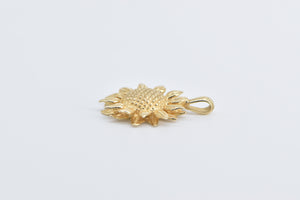 14K Sunflower Flower Nature Motif Summer Symbol Pendant Yellow Gold