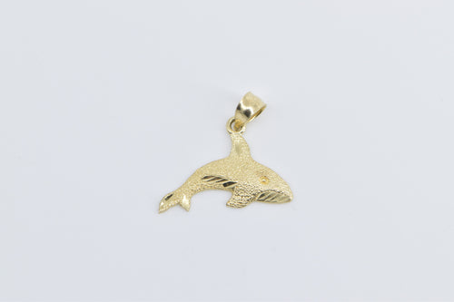 14K Orca Killer Whale Ocean Animal Statement Pendant Yellow Gold