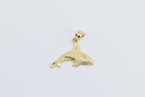 14K Orca Killer Whale Ocean Animal Statement Pendant Yellow Gold