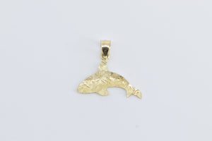 14K Orca Killer Whale Ocean Animal Statement Pendant Yellow Gold