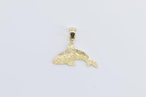 14K Orca Killer Whale Ocean Animal Statement Pendant Yellow Gold