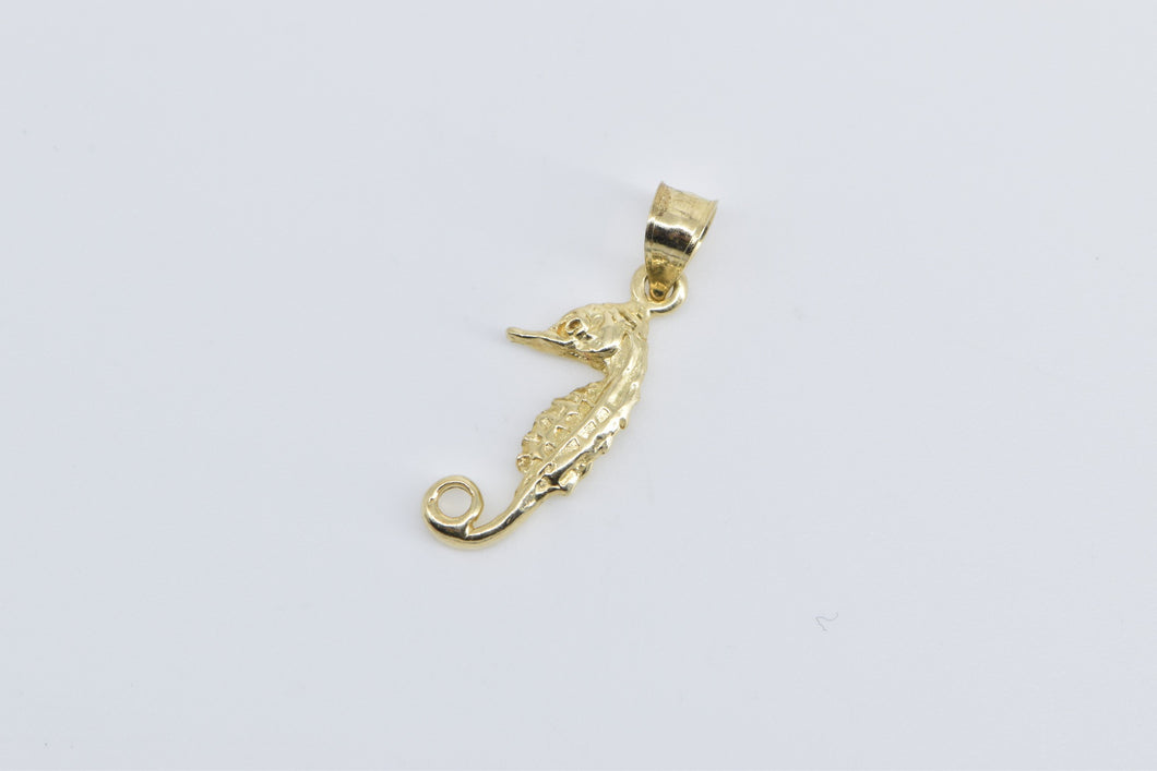 14K Sea Horse Ocean Animal Beach Motif Charm/Pendant Yellow Gold