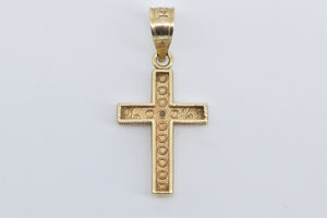 14K Diamond Cross Christian Faith Symbol Pendant Yellow Gold