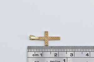 14K Diamond Cross Christian Faith Symbol Pendant Yellow Gold