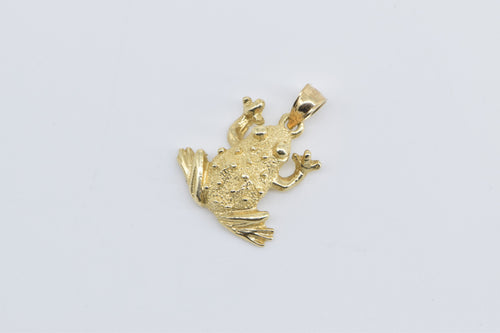 14K Frog Tropical Rainforest Animal Love Pendant Yellow Gold