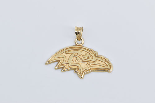 14K Baltimore Ravens Logo Football Team Pendant Yellow Gold