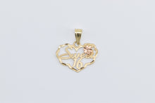 Load image into Gallery viewer, 14K Sweet 16 Sixteen Flower Rose Heart Love Pendant Yellow Gold