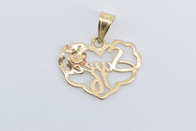 Load image into Gallery viewer, 14K Sweet 16 Sixteen Flower Rose Heart Love Pendant Yellow Gold