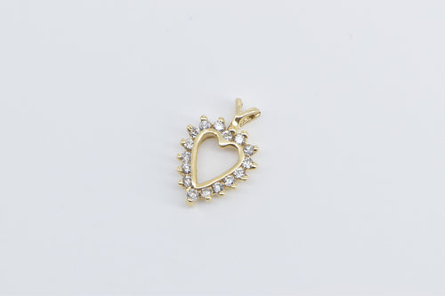 14K Vintage Diamond Heart Love Symbol Classic Pendant Yellow Gold