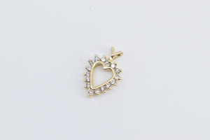 14K Vintage Diamond Heart Love Symbol Classic Pendant Yellow Gold