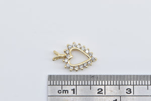 14K Vintage Diamond Heart Love Symbol Classic Pendant Yellow Gold