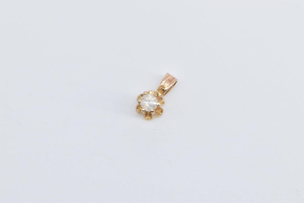 14K 0.10 Ct Diamond Solitaire Simple Fashion Pendant Yellow Gold