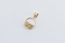 Load image into Gallery viewer, 14K 3D Woven Picnic Basket Vintage Pendant Yellow Gold