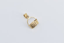 Load image into Gallery viewer, 14K 3D Woven Picnic Basket Vintage Pendant Yellow Gold