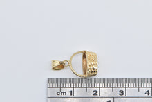 Load image into Gallery viewer, 14K 3D Woven Picnic Basket Vintage Pendant Yellow Gold