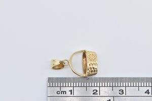 14K 3D Woven Picnic Basket Vintage Pendant Yellow Gold