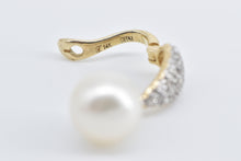 Load image into Gallery viewer, 14K Pearl Pave Diamond Accent Drop Fashion Pendant Yellow Gold