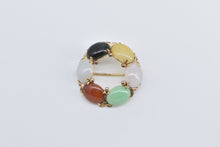 Load image into Gallery viewer, 14K Vintage Jadeite Cabochon Round Fashion Pin/Brooch Yellow Gold