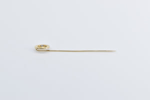 14K Princess Sapphire Round Circle Stick Pin Yellow Gold