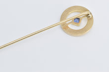 Load image into Gallery viewer, 14K Princess Sapphire Round Circle Stick Pin Yellow Gold