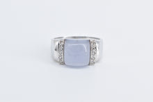 Load image into Gallery viewer, 14K Lilac Jade Diamond Domed Fashion Statement Ring White Gold