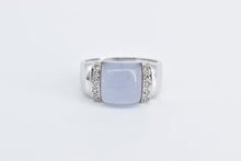 Load image into Gallery viewer, 14K Lilac Jade Diamond Domed Fashion Statement Ring White Gold