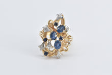 Load image into Gallery viewer, 14K Sapphire Diamond Vintage Fashion Cluster Ring Yellow Gold