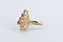 Load image into Gallery viewer, 14K Sapphire Diamond Vintage Fashion Cluster Ring Yellow Gold