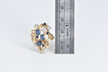 Load image into Gallery viewer, 14K Sapphire Diamond Vintage Fashion Cluster Ring Yellow Gold