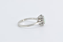 Load image into Gallery viewer, 14K Oval Natural Opal Diamond Halo Statement Ring White Gold