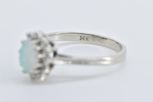 Load image into Gallery viewer, 14K Oval Natural Opal Diamond Halo Statement Ring White Gold