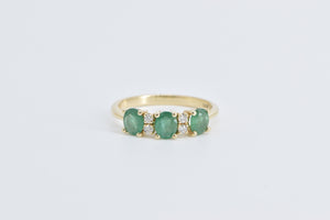 14K 1.06 Ctw Emerald Diamond Fashion Statement Band Ring Yellow Gold