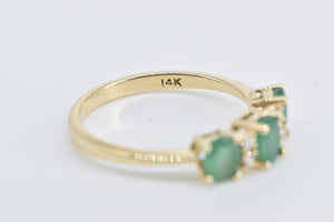 14K 1.06 Ctw Emerald Diamond Fashion Statement Band Ring Yellow Gold