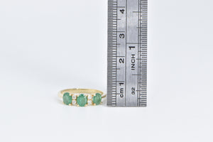 14K 1.06 Ctw Emerald Diamond Fashion Statement Band Ring Yellow Gold