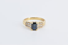 Load image into Gallery viewer, 14K Emerald Cut Sapphire Diamond Accent Vintage Ring Yellow Gold