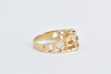 Load image into Gallery viewer, 14K Oval Natural Emerald Diamond Accent Textured Ring Yellow Gold