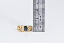 Load image into Gallery viewer, 14K Oval Natural Sapphire Diamond Accent Textured Ring Yellow Gold