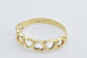 14K Heart Pattern Love Symbol Vintage Romantic Ring Yellow Gold