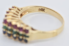 Load image into Gallery viewer, 14K Sapphire Emerald Ruby Statement Band Ring Yellow Gold