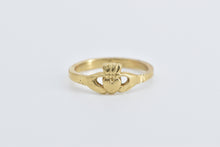 Load image into Gallery viewer, 14K Claddagh Celtic Loyalty Symbol Promise Ring Yellow Gold