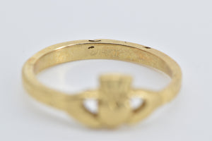 14K Claddagh Celtic Loyalty Symbol Promise Ring Yellow Gold