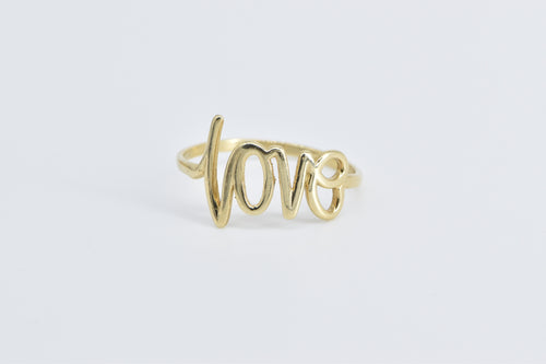 14K Love Word Cut Out Romantic Message Valentine Ring Yellow Gold