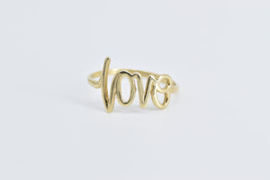 14K Love Word Cut Out Romantic Message Valentine Ring Yellow Gold