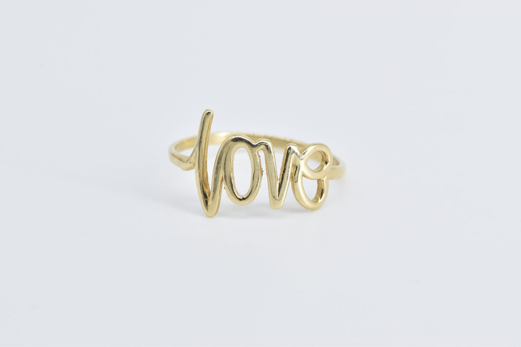 14K Love Word Cut Out Romantic Message Valentine Ring Yellow Gold