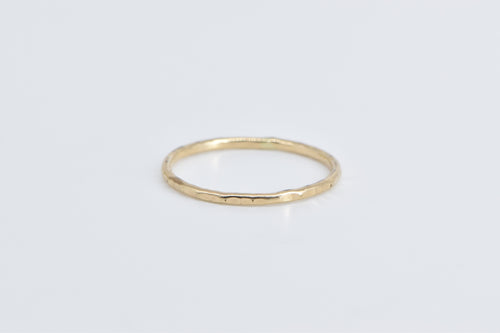 14K Textured Hammered Stacking Fashion Band Ring Yellow Gold