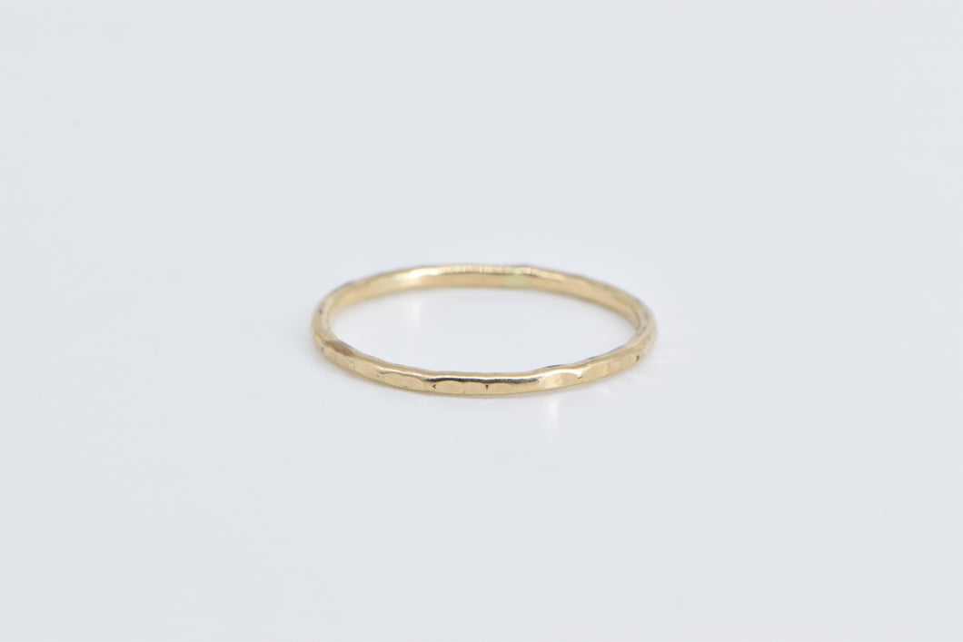 14K Textured Hammered Stacking Fashion Band Ring Yellow Gold